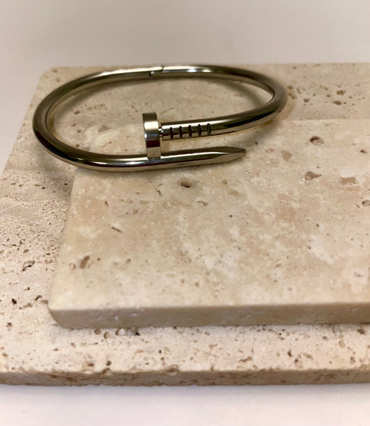 Silver nail bracelet